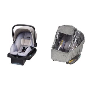 evenflo litemax 35 infant car seat, riverstone with infant car seat weather shield and rain cover, grey melange