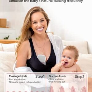 Momcozy S9 Double Wearable Breast Pump, Hands-Free Breast Pump, Portable Electric Breast Pump with 2 Mode & 5 Levels, Painless Breastfeeding Breastpump Can Be Worn in-Bra, 24mm Grey