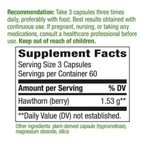 Nature's Way Premium Herbal Hawthorn Berries 1,530 mg per Serving, 180 Vegetarian Capsules (2 Pack)