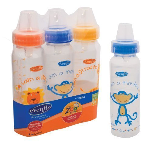 Even Flo Best For Baby 1338311 8 Oz Bottle With Standard Nipple Assorted Colors 3 Count