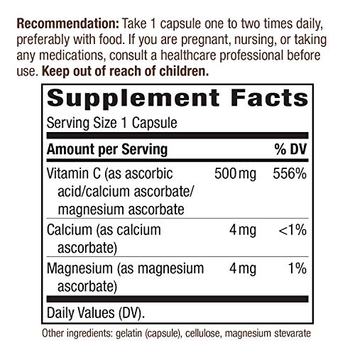 Nature's Way Buffered C-500 Mineral Ascorbate; 500 mg Vitamin C per Serving; 250 Capsules