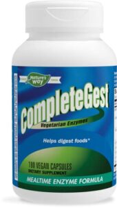 nature’s way completegest vegetarian enzymes supplement, helps digest food*, 180 vegan capsules