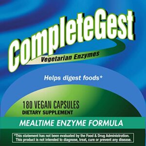 Nature's Way CompleteGest Vegetarian Enzymes Supplement, Helps Digest Food*, 180 Vegan Capsules