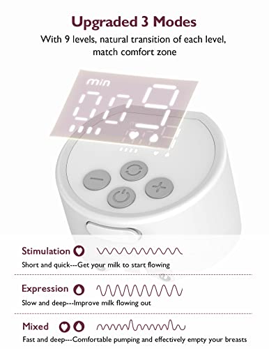 Momcozy S12 Pro Hands-Free Breast Pump Wearable, Double Wireless Pump with Comfortable Double-Sealed Flange, 3 Modes & 9 Levels Electric Pump Portable, Smart Display, 24mm, 2 Pack