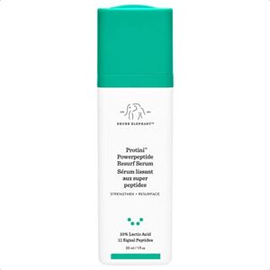 drunk elephant protini powerpeptide resurf serum. strengthen and resurface face serum with 10% lactic acid and 11 signal peptides (30 ml / 1 fl oz)