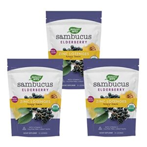 nature’s way sambucus zinc lozenges with elderberry and vitamin c, honey lemon flavor, 24 lozenges (3 pack)