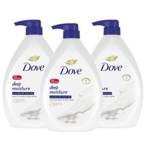 dove body wash with pump with skin natural nourishers for instantly soft skin and lasting nourishment deep moisture cleanser effectively washes away bacteria while nourishing your skin 34 oz 3 count