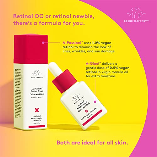 Drunk Elephant A-Gloei Virgin Marula Oil with Retinol. Anti-Wrinkle Treatment for Youthful Looking Skin (30 mL / 1 Fl Oz)