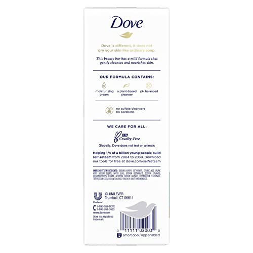 Dove Beauty Bar More Moisturizing Than Bar Soap for Softer Skin, Fragrance-Free, Hypoallergenic Beauty Bar Sensitive Skin With Gentle Cleanser 3.75 oz, 14 Bars