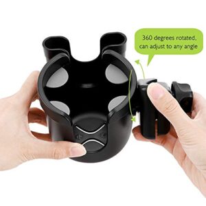 Accmor Stroller Cup Holder with Phone Holder, Bike Cup Holder, Cup Holder for Uppababy, Nuna Stroller, 2-in-1 Universal Cup Phone Holder for Stroller, Bike, Wheelchair, Walker, Scooter, Black