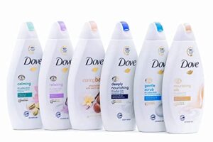 dove body wash variety – shea butter, deep moisture, pistachio cream, coconut milk, gentle exfoliating and silk glow, 16.9oz each international version ,16.9oz, 6 count (pack of 1)