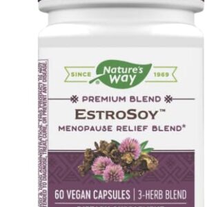 Nature's Way EstroSoy, Menopause Relief Blend*, Helps Relieve Menopausal Symptoms*, Black Cohosh, Red Clover, and Fermented Soy, 60 Vegan Capsules