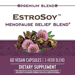 Nature's Way EstroSoy, Menopause Relief Blend*, Helps Relieve Menopausal Symptoms*, Black Cohosh, Red Clover, and Fermented Soy, 60 Vegan Capsules