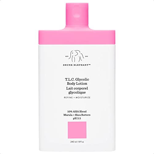 Drunk Elephant T.L.C. Glycolic Body Lotion with Marula and Shea Butters. Refining and Moisturizing for Healthy Skin (240 mL / 8 Fl Oz)