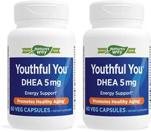 nature’s way youthful you dhea, 5mg per serving, energy support*, healthy aging*, 60 capsules – (pack of 2)