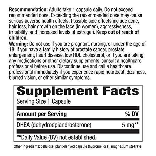 Nature's Way Youthful You DHEA, 5mg per Serving, Energy Support*, Healthy Aging*, 60 Capsules - (Pack of 2)