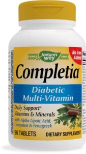 nature’s way completia diabetic multivitamin, high potency b-vitamins. 90 tablets