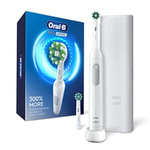oral-b pro limited electric toothbrush with (2) brush heads, rechargeable, white