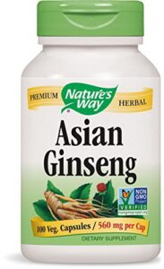 nature’s way asian ginseng 560 milligrams, 100 vegetarian capsules pack of 2 bottles