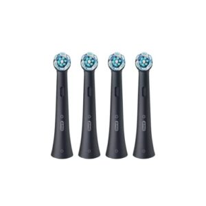 oral-b io ultimate clean electric toothbrush head, twisted & angled bristles for deeper plaque removal, pack of 4, black