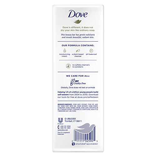 Dove Beauty Bar More Moisturizing Than Bar Soap Gentle Exfoliating With Mild Cleanser For Softer And Smoother Skin 3.75 oz Pack of 14