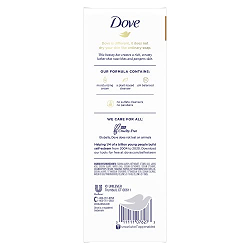 Dove Beauty Bar Skin Cleanser for Gentle Soft Skin Care Shea Butter More Moisturizing Than Bar Soap 3.75 oz 8 Bars