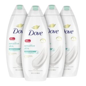 dove hypoallergenic body wash to moisturize sensitive skin body wash for sensitive skin sulfate and paraben free, 22 fl oz (pack of 4)