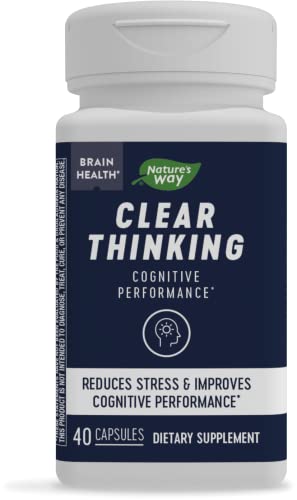 Nature's Way Clear Thinking Nootropic, Brain Health*, Cognitive Performance*, with Ashwagandha, 40 Capsules