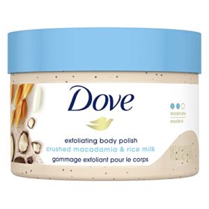 dove scrub macadamia & rice milk reveals visibly smoother skin body scrub that nourishes skin 10.5 oz