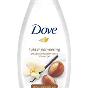 Dove Purely Pampering Body Wash, Shea Butter with Warm, White, Vanilla, 16.9 Oz (Pack of 4)