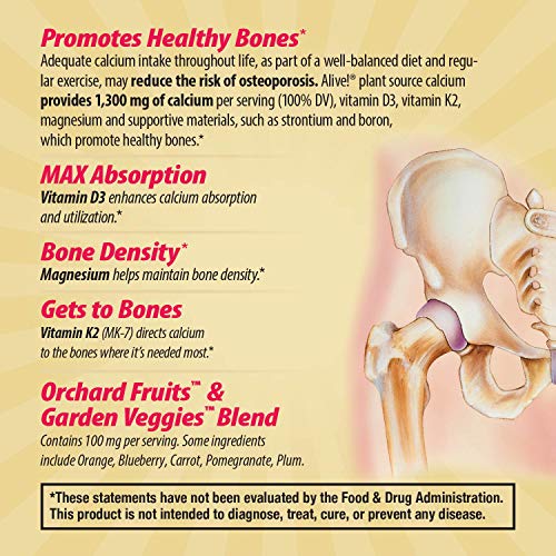 Nature’s Way Alive! Calcium Bone Support*, Max Absorption, Plant Source Calcium, 60 Tablets