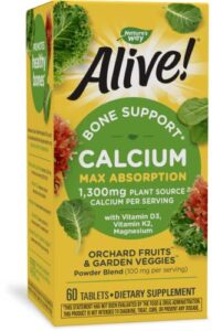 nature’s way alive! calcium bone support*, max absorption, plant source calcium, 60 tablets