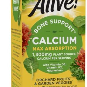 Nature’s Way Alive! Calcium Bone Support*, Max Absorption, Plant Source Calcium, 60 Tablets