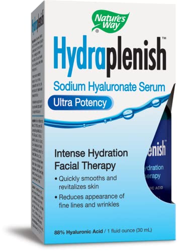 Nature's Way Hydraplenish Serum Ultra Potency Hydration Facial Therapy, 88% Hyaluronic Acid, 1 Oz.