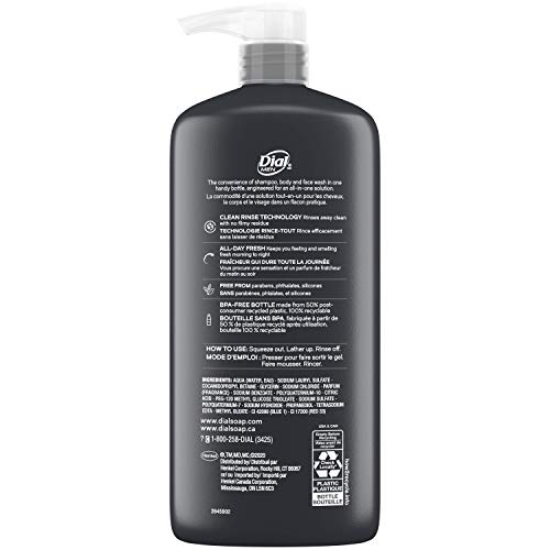 Dial Men 3in1 Body, Hair and Face Wash, Ultimate Clean, 69 fl oz (3-23 fl oz Bottles)