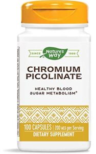 nature’s way chromium picolinate, 200 mcg per serving, 100 capsules (pack of 4) (packaging may vary)