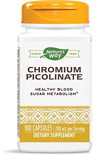 Nature's Way Chromium Picolinate, 200 mcg per serving, 100 Capsules (Pack of 4) (Packaging May Vary)