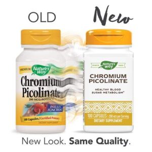 Nature's Way Chromium Picolinate, 200 mcg per serving, 100 Capsules (Pack of 4) (Packaging May Vary)