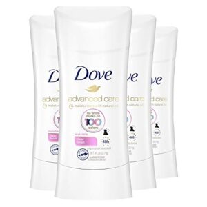 dove antiperspirant deodorant stick no white marks on 100 colors clear finish 48-hour sweat and odor protecting deodorant for women, 2.6 ounce (pack of 4)
