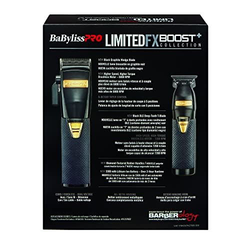 BaBylissPRO LIMITEDFX BOOST+ Collection: Clipper, Trimmer, and bases - Black, Unisex Adult