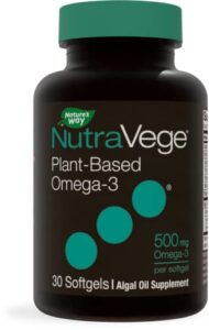 nature’s way nutravege omega-3 plant based supplement- vegetarian, vegan- 500 mg, 30 count