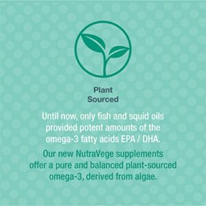 Nature's Way NutraVege Omega-3 Plant Based Supplement- Vegetarian, Vegan- 500 mg, 30 Count