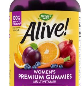 Nature’s Way Alive! Premium Women’s Gummy Multivitamins, Essential Vitamins & Minerals, Supports Whole Body Wellness,* Vegetarian, Mixed Berry Flavored, 75 Gummies