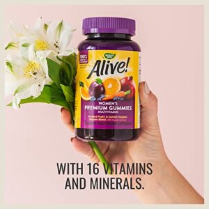 Nature’s Way Alive! Premium Women’s Gummy Multivitamins, Essential Vitamins & Minerals, Supports Whole Body Wellness,* Vegetarian, Mixed Berry Flavored, 75 Gummies