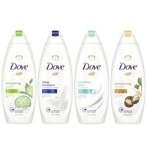 dove mixed body wash pack with natural nourishers for instantly soft skin and lasting nourishment cleanser that effectively washes away bacteria while nourishing your skin 4 count