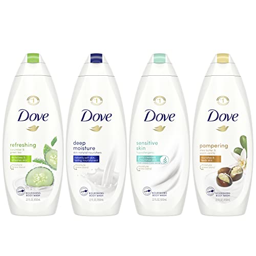 Dove Mixed Body Wash Pack with Natural Nourishers for Instantly Soft Skin and Lasting Nourishment Cleanser That Effectively Washes Away Bacteria While Nourishing Your Skin 4 Count