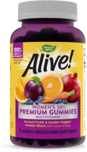 nature’s way alive! women’s 50+ premium gummy multivitamin, full b vitamin complex, 75 gummies