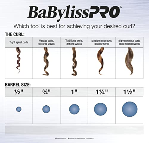 BaBylissPRO Nano Titanium Spring Curling Iron , 1.25 Inch (Pack of 1)