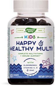 nature’s way kids happy & healthy multivitamin, vitamin c, zinc & elderberry, 60 gummies