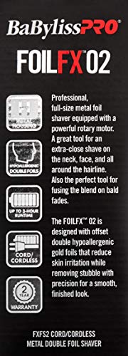 BaBylissPRO Barberology Double Foil Shaver, FXFS2 SILVERFX Professional Electric Shaver